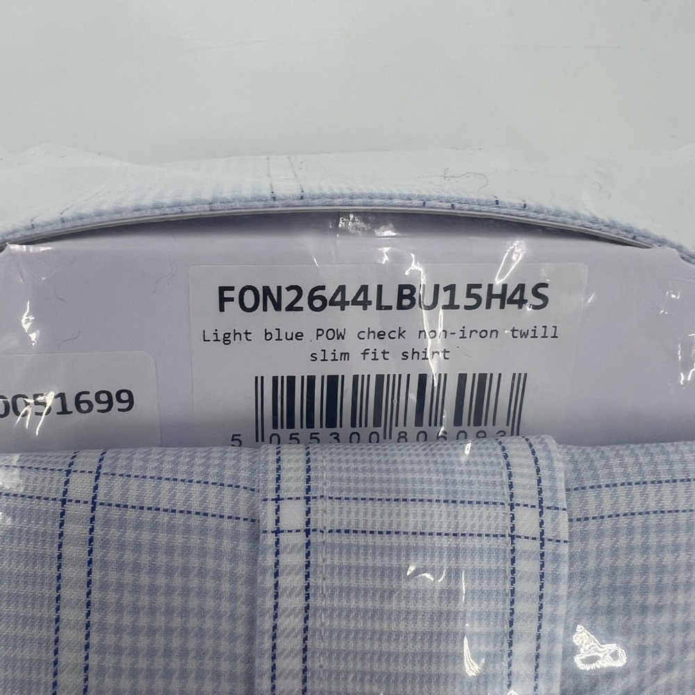 Charles tyrwhitt light blue pow check no-iron twill slim fit shirt 15.5/34in - Picture 7 of 11